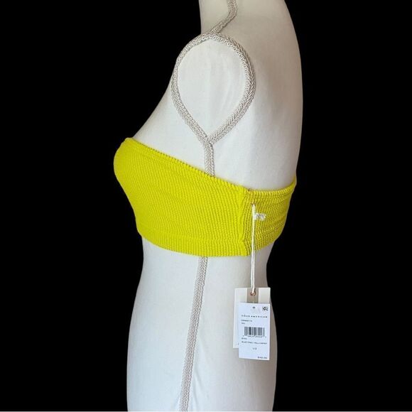 Good American Crinkle Basic Bandeau Electric Yellow Size 1/2 NWT - Picture 2 of 4
